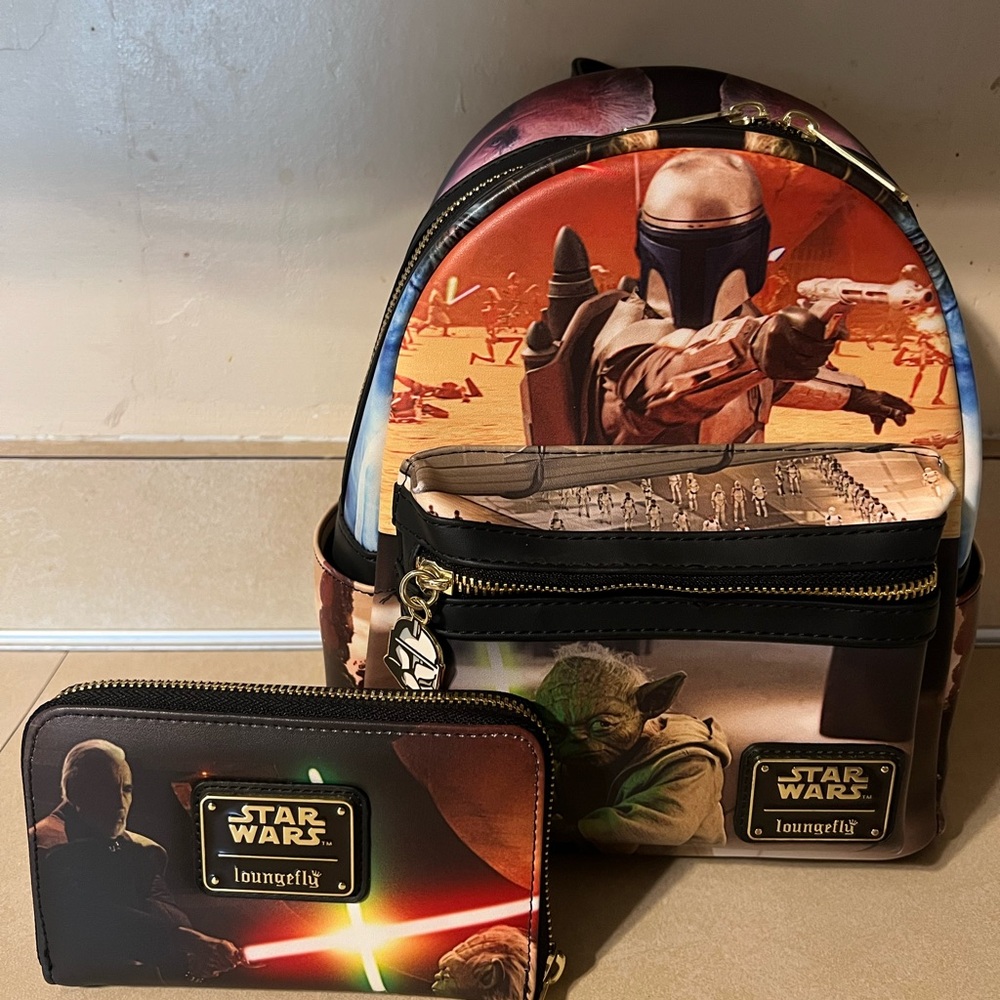 Star Wars Loungefly Backpack and Wallet Set NWOT